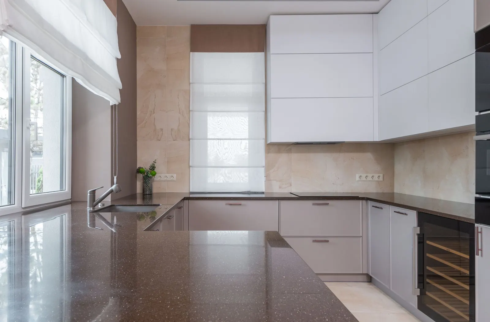 Kitchen with warm wood cabinets — apartment in Belair