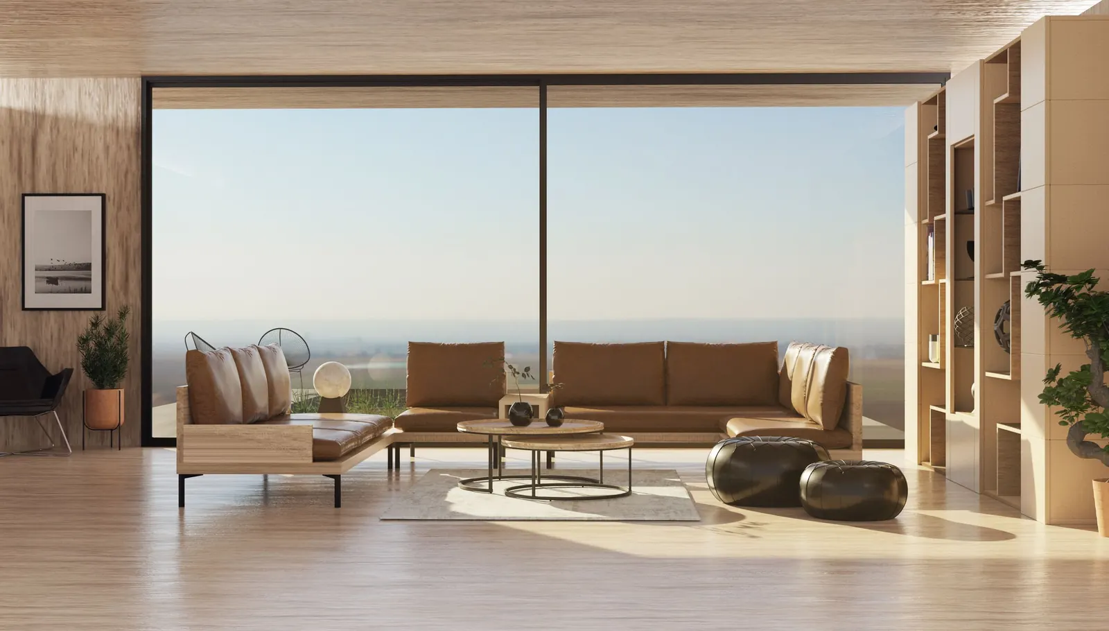 Living room with large glass doors — apartment in Kirchberg