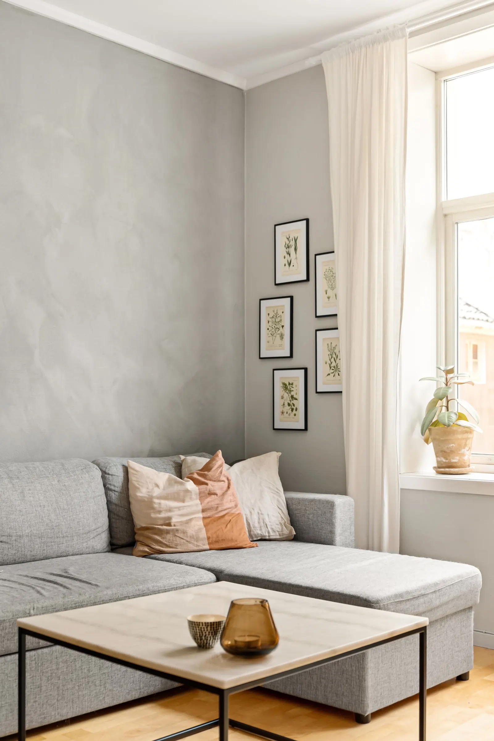 Bright, minimal living room — apartment in Bonnevoie