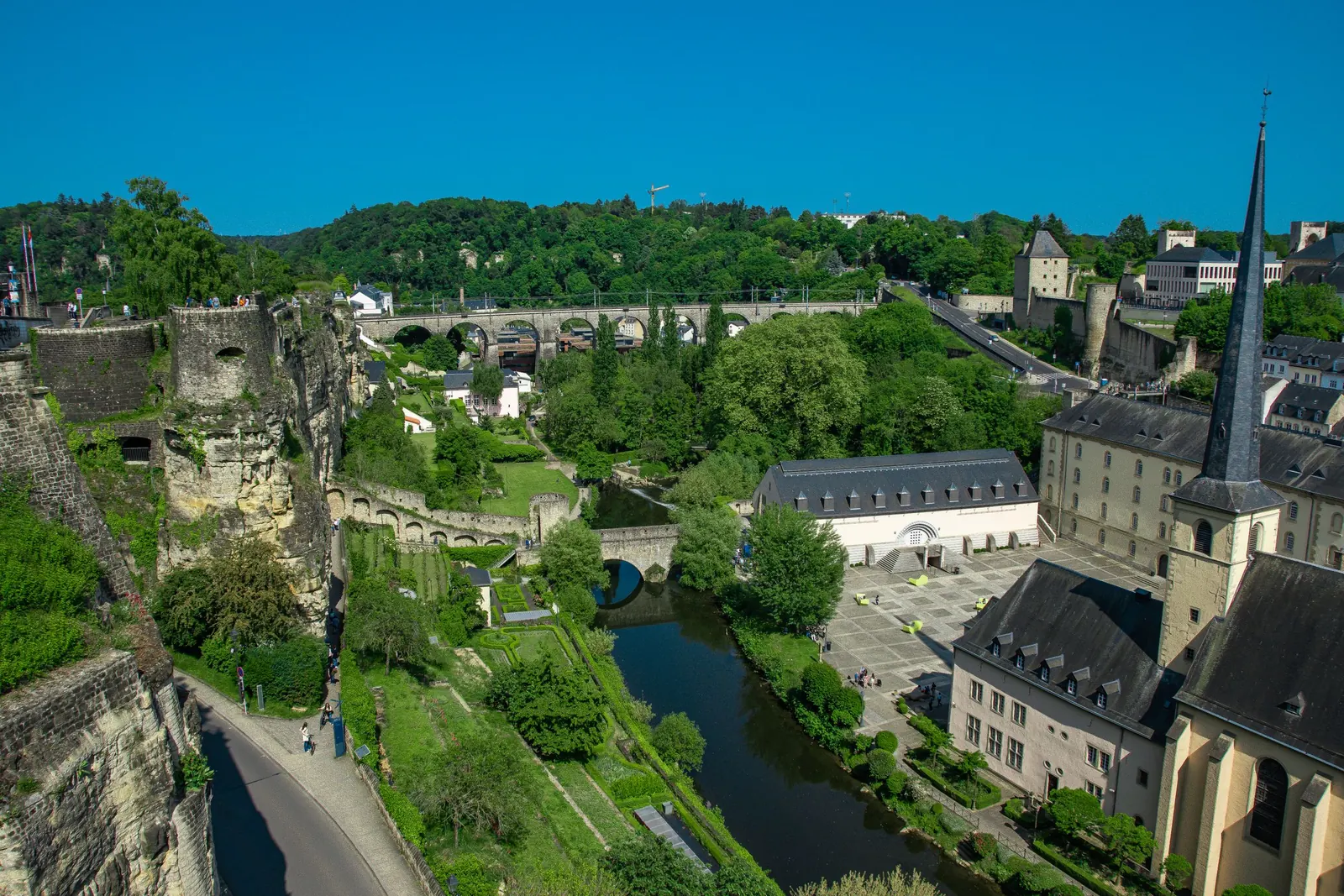 Green valley and rooftops in Luxembourg